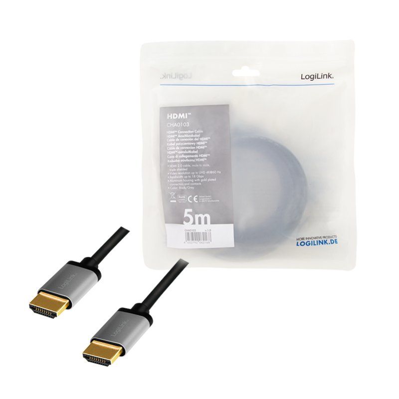 LogiLink Câble HDMI 2.0, fiche mâle A - mâle A, 5,0 m