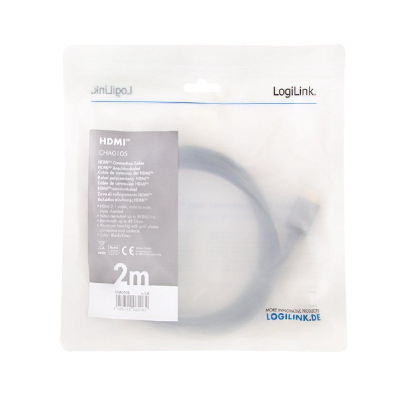 LogiLink Câble HDMI 2.1, fiche mâle A - mâle A, 2,0 m