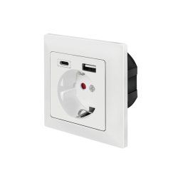 LogiLink Unterputz-Steckdose, 1x CEE 7/3, 1x USB-A, 1x USB-C