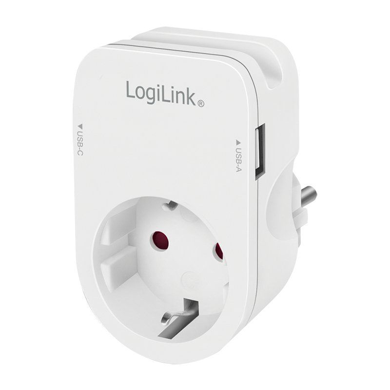 LogiLink Adapterstecker mit Smartphone-Ablagefläche, weiß
