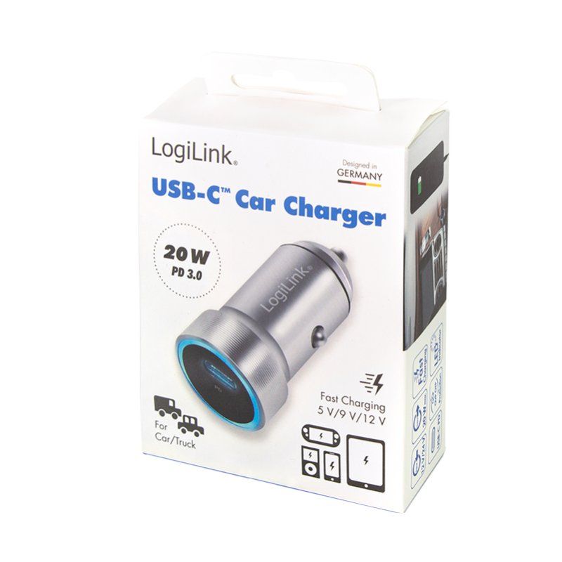 LogiLink PA0260 mobile device charger Smartphone, Tablet Aluminium, Silver Cigar lighter Fast charging Auto