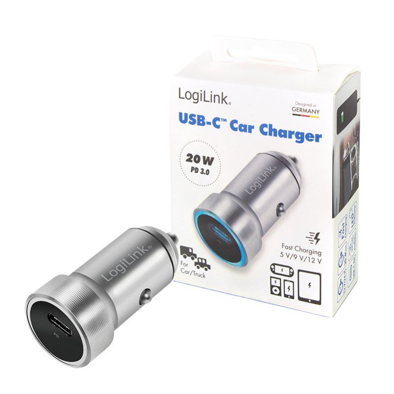LogiLink PA0260 mobile device charger Smartphone, Tablet Aluminium, Silver Cigar lighter Fast charging Auto