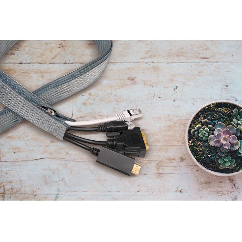 LogiLink Gaine pour câble avec fermeture zip, 1,0 m, gris