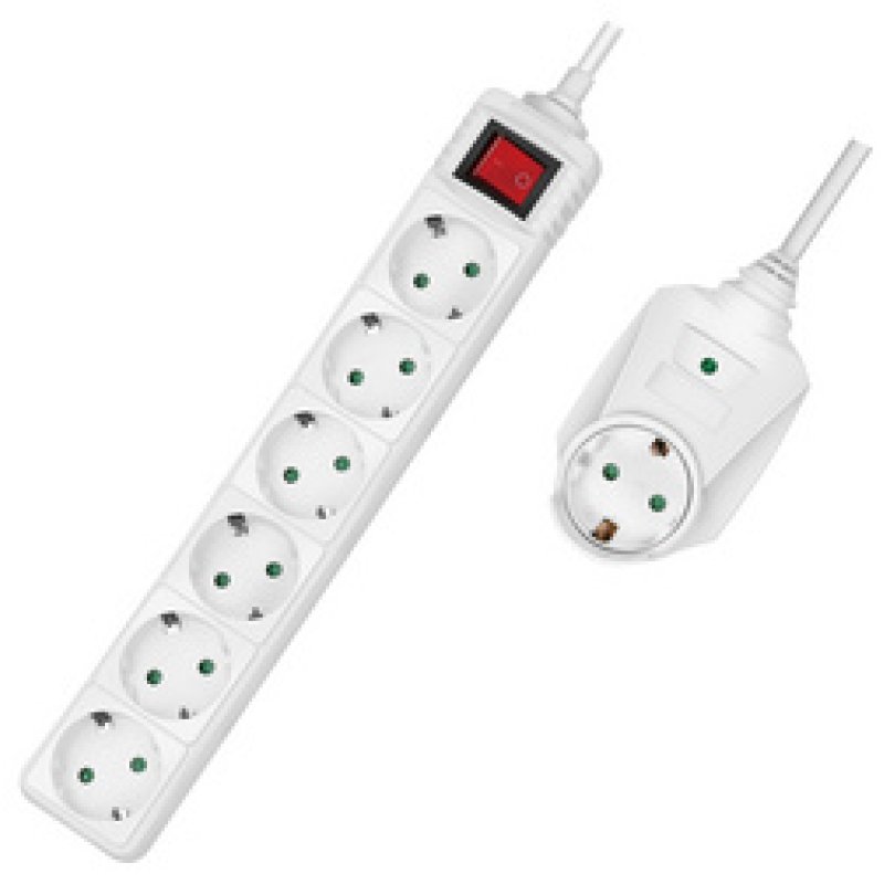 LogiLink Steckdosenleiste, 6-fach Durchgangsstecker, weiß