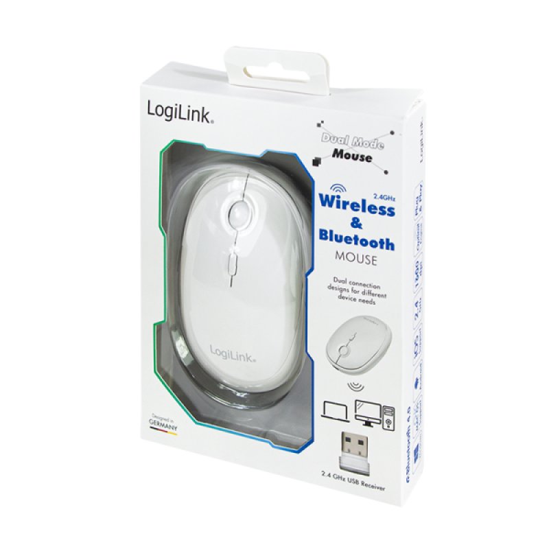 LogiLink ID0205 mouse Office Ambidextrous RF Wireless Bluetooth 1600 DPI
