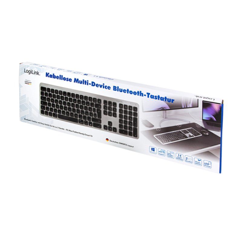 LogiLink Bluetooth Multi-Device Tastatur, silber