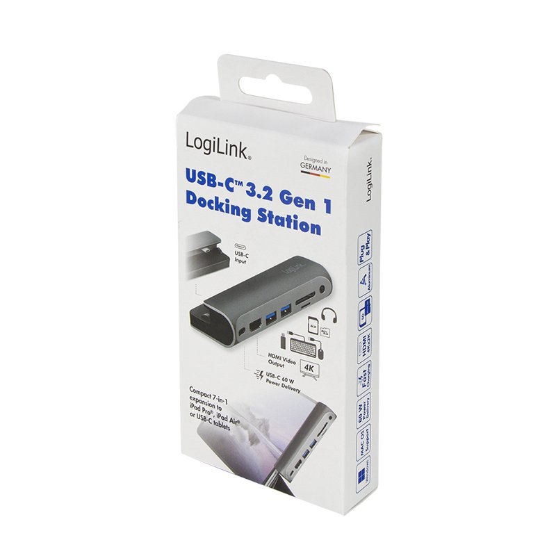 LogiLink UA0385 station d'accueil USB Type-C Noir, Argent