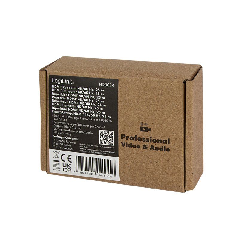 LogiLink HD0014 pont & répéteur Répéteur réseau 18000 Mbit/s Noir