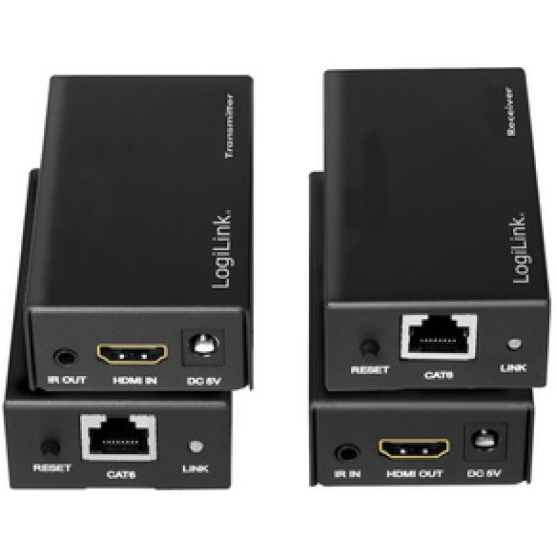 LogiLink Kit d'extension HDMI via LAN, POC/IR, 60 m, noir