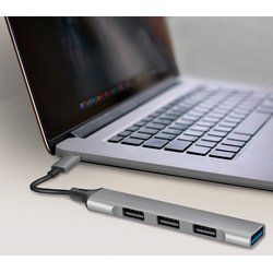 LogiLink UA0392 - USB 3.0/2.0 4-Port Hub Aluminium 4xA slim USB-C-Kabel - Kabel