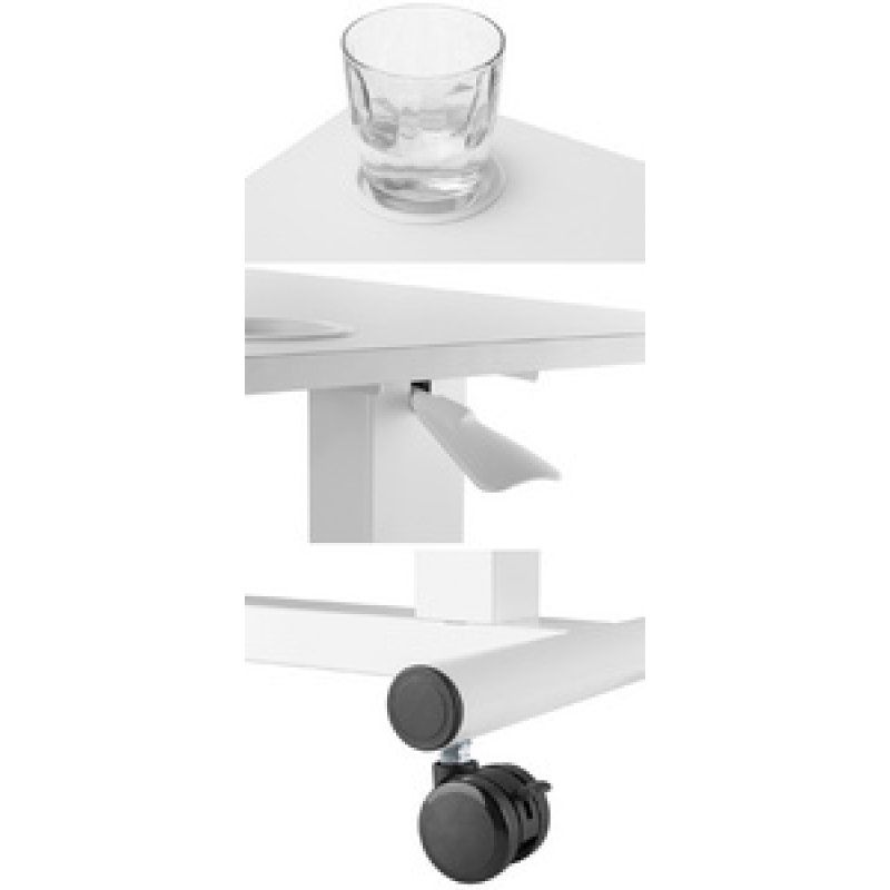 LogiLink Table de lit à roulettes à vérin à gaz, blanc