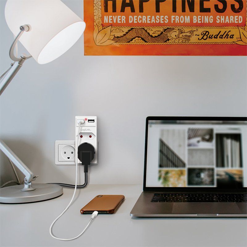 LogiLink PA0276 surge protector White 1 AC outlet(s) 230 V