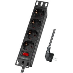 LogiLink 10" Steckdosenleiste, 4-fach, mit Schalter, schwarz