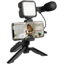 LogiLink Vlogger-Starter-Kit, with LED Light, microphone and handle