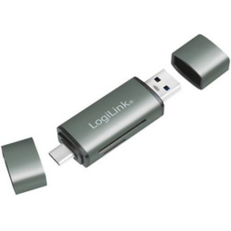 LogiLink Lecteur de cartes USB 3.2 Gen1, SD/micro SD, alu