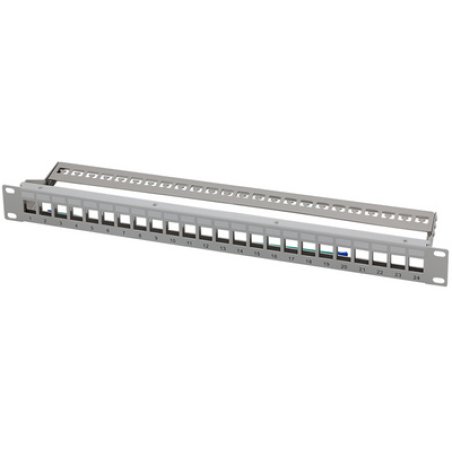LogiLink Panneau de brassage 19" Keystone, 24 ports, gris