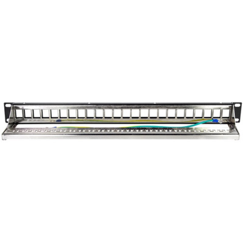LogiLink Keystone Panel 1U, 24 Ports, shielded, with label fields, grey