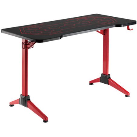 LogiLink Gaming Desk, 120x60 cm, glass surface w/RGB lighting, red desk frame