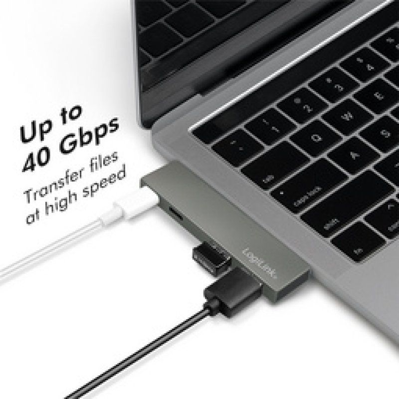LogiLink USB 3.2 Gen2x2 Hub, 4-port, PD, for MacBook and iPad, silver