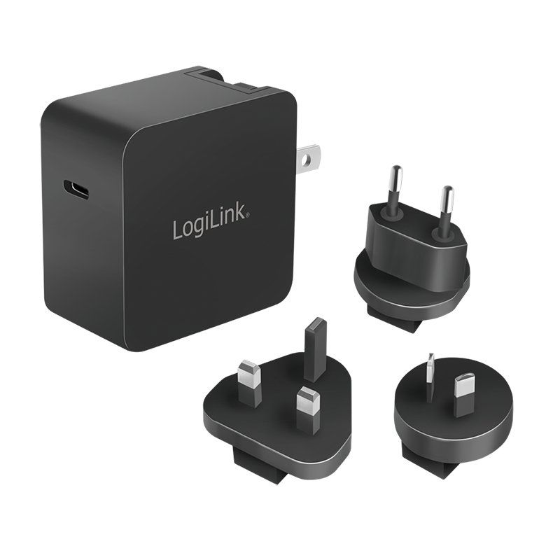 LogiLink Adaptateur de voyage USB, USB C, technologie GaN