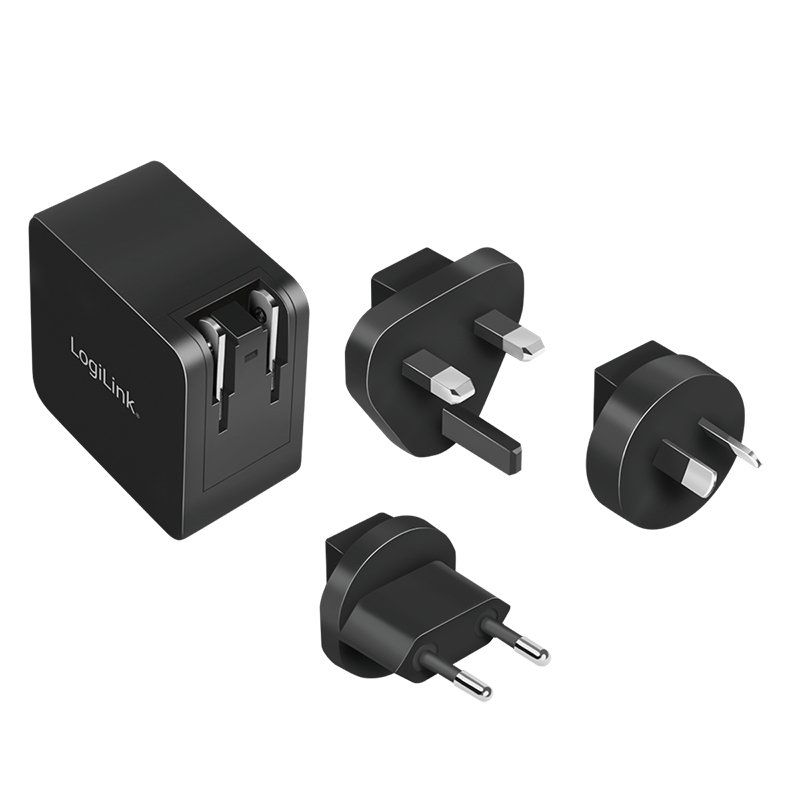 LogiLink Adaptateur de voyage USB, USB C, technologie GaN