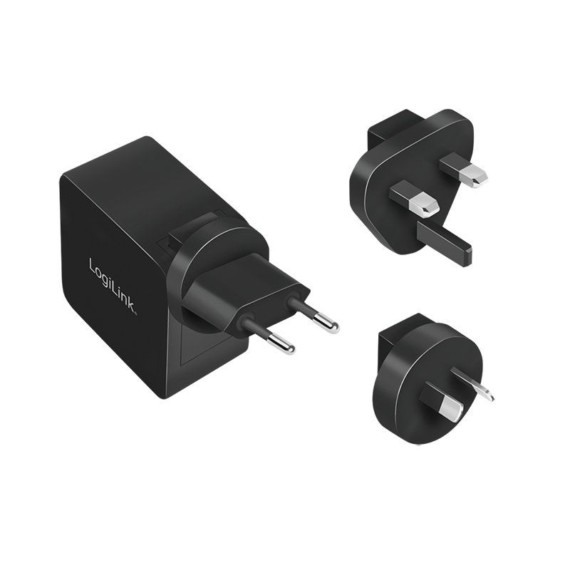 LogiLink Adaptateur de voyage USB, USB C, technologie GaN