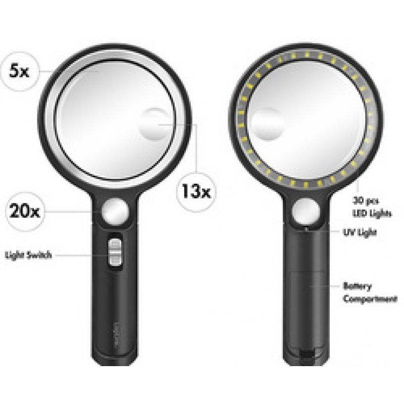 LogiLink LED reading magnifier, 30 LED's, 90mm diameter
