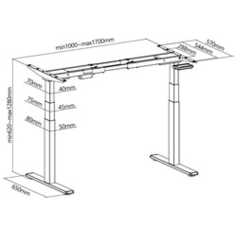 LogiLink Piètement de bureau,hauteur réglable électriquement