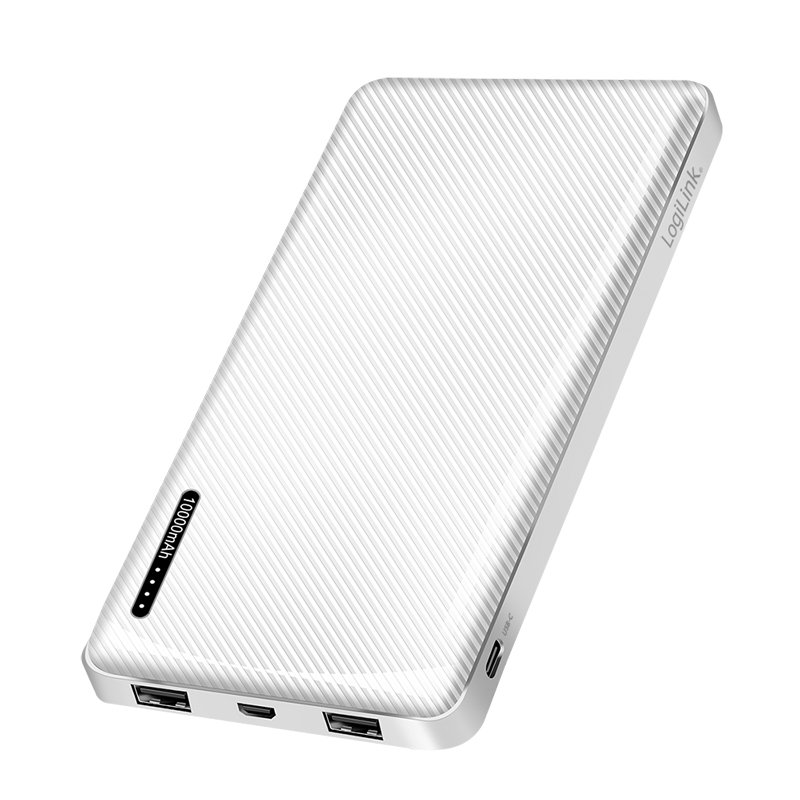 LogiLink Powerbank, 10.000 mAh, 2 USB-A, blanc