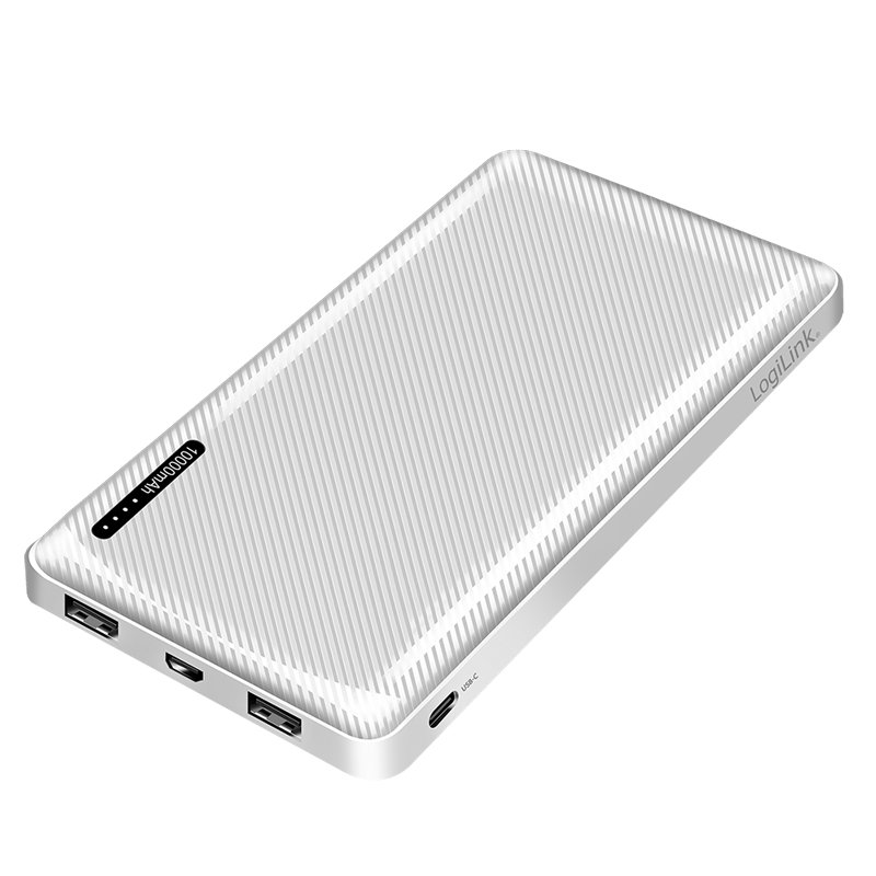 LogiLink Powerbank, 10.000 mAh, 2 USB-A, blanc
