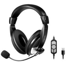 LogiLink Casque audio stéréo avec commande , 1x USB-A, noir