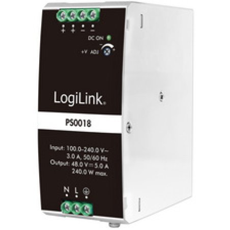 LogiLink Bloc d'alimentation pour rail DIN, 240W, 48V, blanc