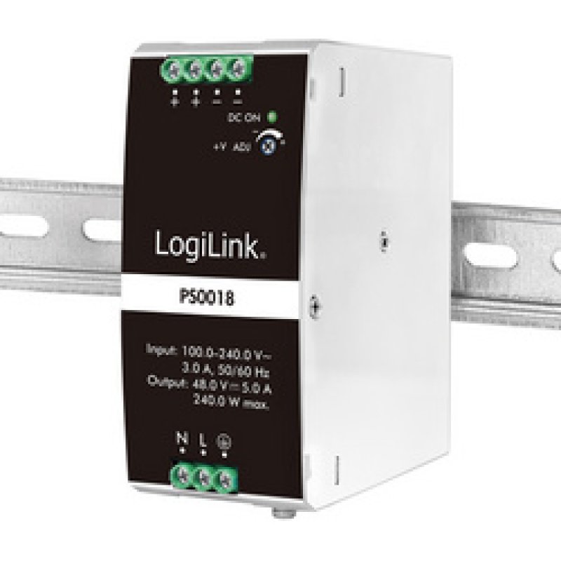 LogiLink Bloc d'alimentation pour rail DIN, 240W, 48V, blanc
