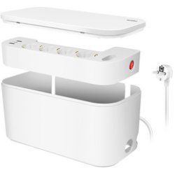 LogiLink Outlet Strip, Storage box w/4 safety 1 Euro socket, w/2x USB-A, 1x USB-C, black