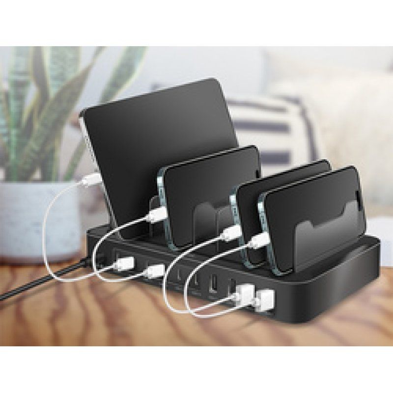 LogiLink USB Table Charger, 10 Port, 4x USB-A & 6x USB-C, 120W, PD, QC3.0, black