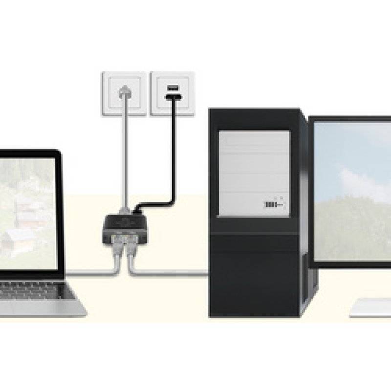 LogiLink Répartiteur Gigabit Ethernet, RJ45/USB-C - 2x RJ45