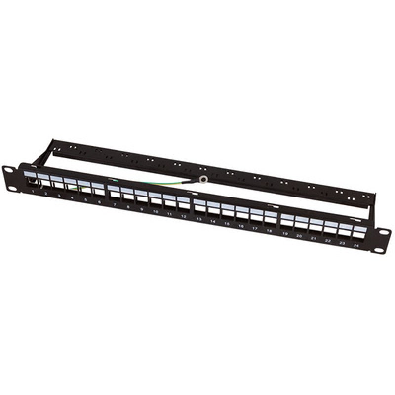 LogiLink 1HE Keystone Panel 24-Port Geschirmt Economy-Version schwarz - 24-Port