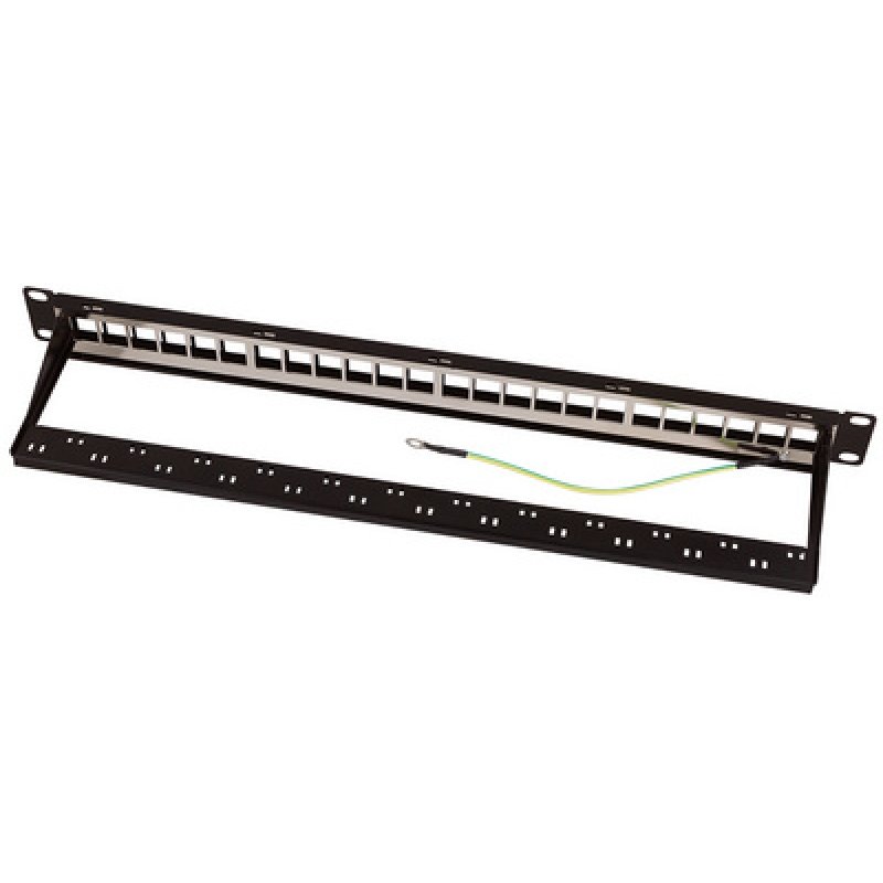 LogiLink 1HE Keystone Panel 24-Port Geschirmt Economy-Version schwarz - 24-Port