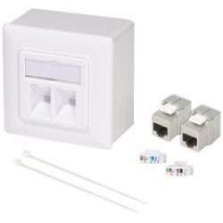 LogiLink Prise RJ45 cat.6, 2x RJ45, blindé, blanc