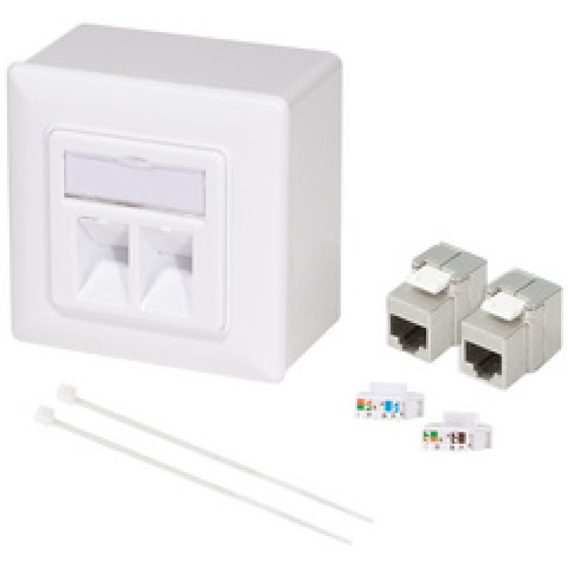 LogiLink Prise RJ45 cat.6, 2x RJ45, blindé, blanc