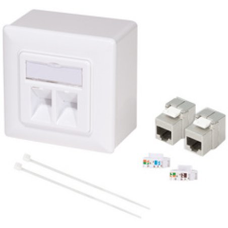 LogiLink Prise RJ45 cat.6, 2x RJ45, blindé, blanc