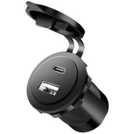 LogiLink Chargeur adaptateur allume-cigare, USB-A & USB-C