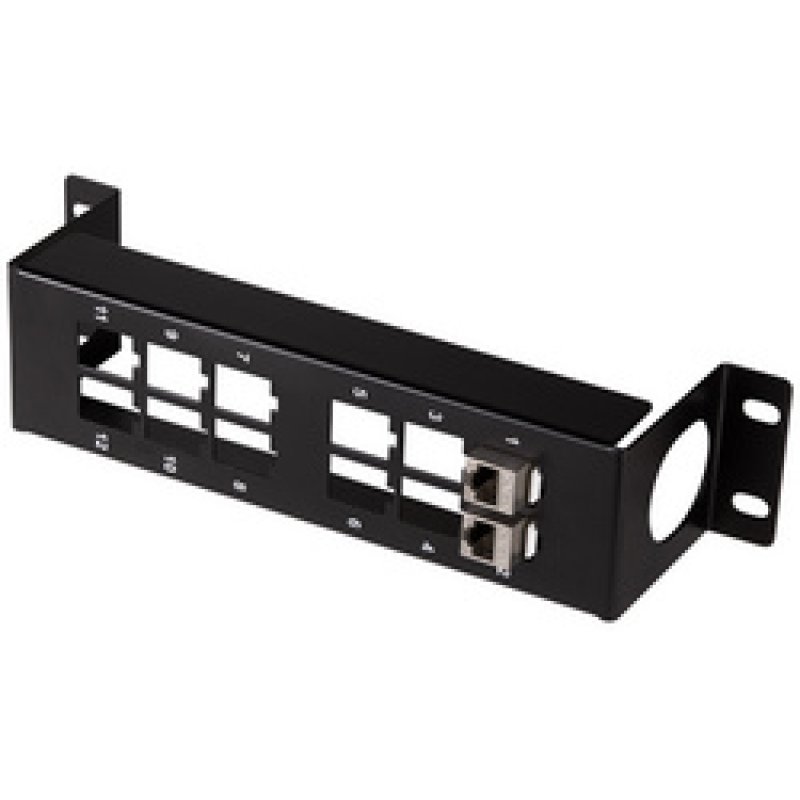 LogiLink Keystone bracket for wall or 10-inch mounting, 12 ports, black