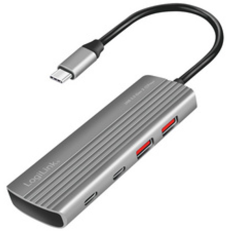 LogiLink USB 3.2 Gen2 Hub, 4 1-port, 2x USB-A, 2x USB-C, PD 100W, aluminum