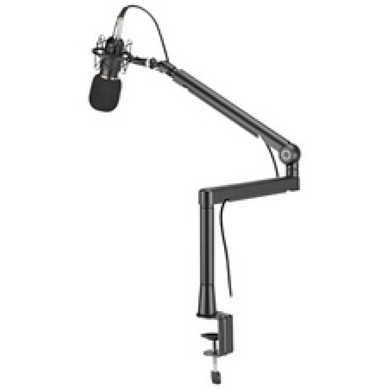 LogiLink Professional Studio Microphone Boom Arm Stand, aluminum, black
