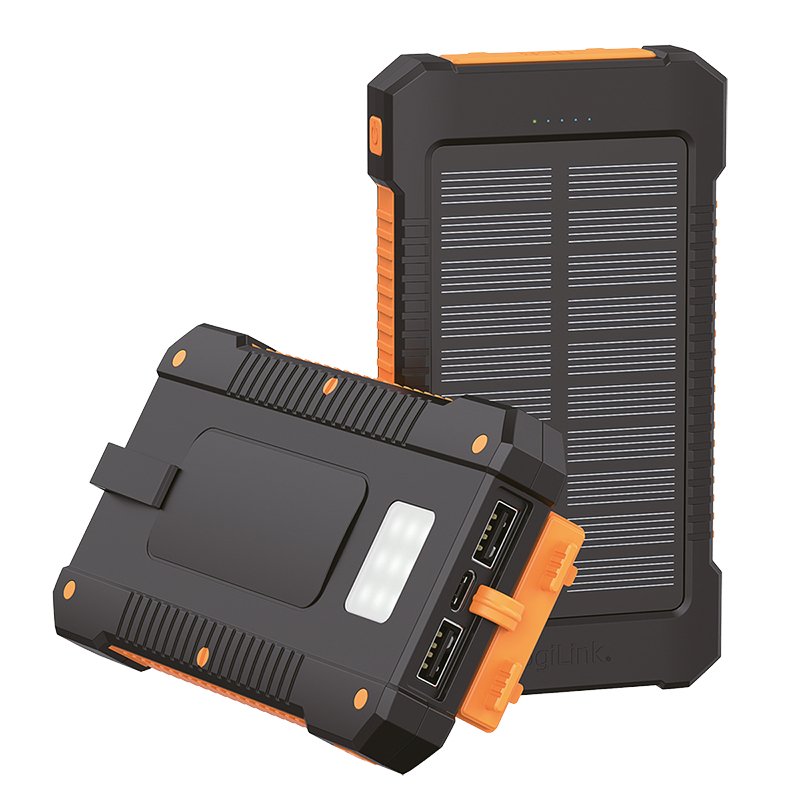 LogiLink Powerbank solaire, 6.000 mAh, noir/orange