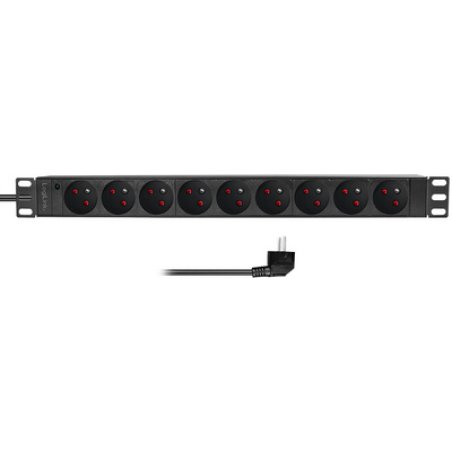 LogiLink 19 PDU 9 x French/Belg. Standard outlet, without switch, black