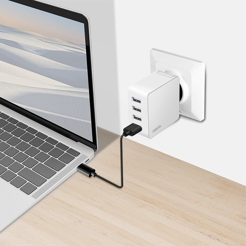 LogiLink Chargeur secteur USB, 4x USB-A, 24 watts, blanc