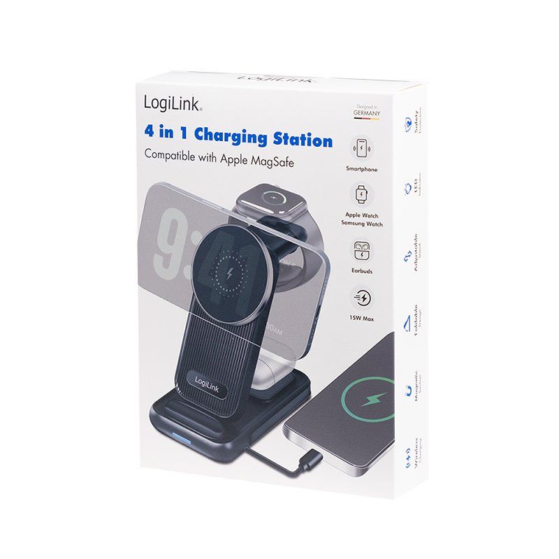 LogiLink Station de charge 4 en 1, compatible Apple MagSafe