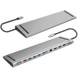 LogiLink USB 3.2 Gen2 Docking Station, USB-C, 12-Port, PD, silver